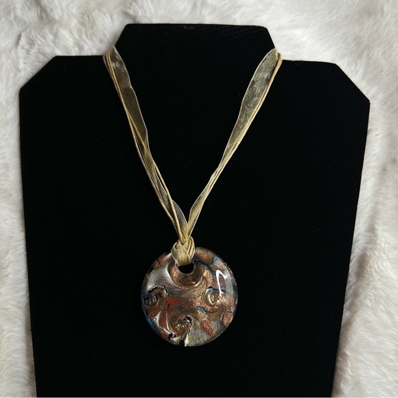 Jewelry - Multi Color Glass Brown Pendant Necklace